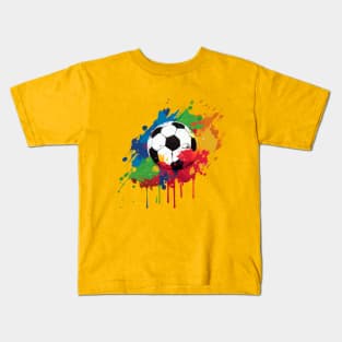 Soccer Ball with Paint Splash Design for Soccer Fans and Players Kids T-Shirt